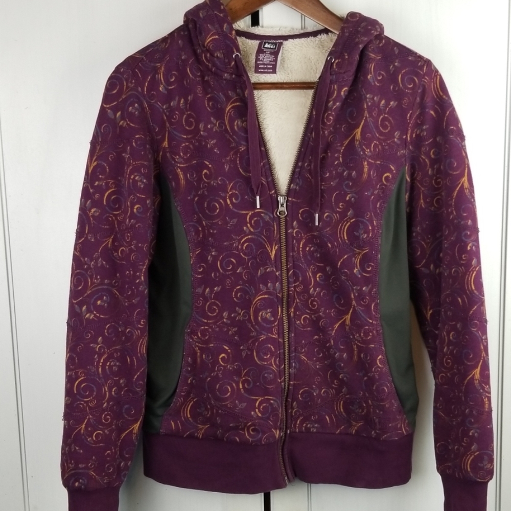 REI full zip hoodie furry fleece lined xs